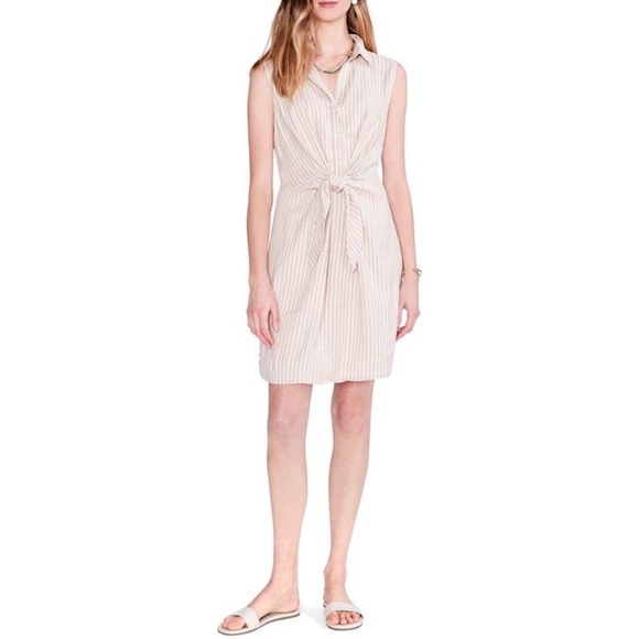 Nic & Zoe Cafe Striped Linen Blend Shirt Dress Sleeveless Excellent Size S - Picture 12 of 12